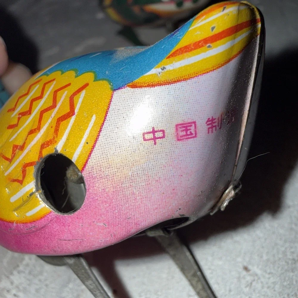 Early Chinese Tinplate Clockwork/Wind-Up Swimming Duck‎ Green Frog Yellow Chick